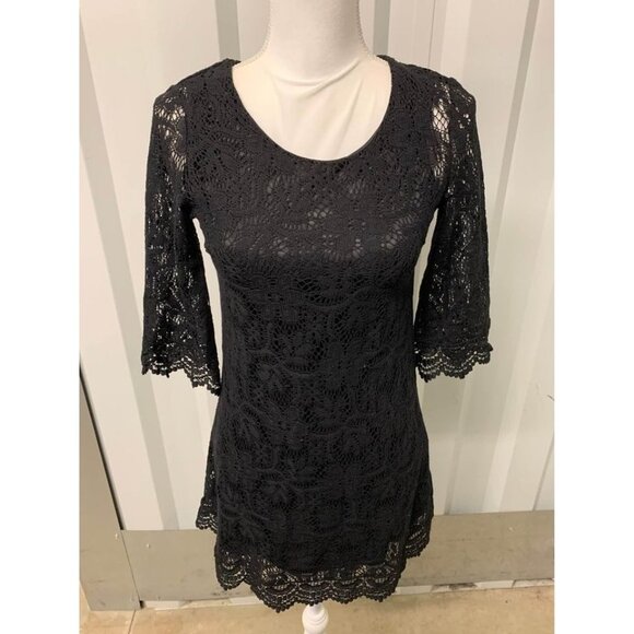 Divided By H&M Black Lace Overlay Lined Dress Size 4 - Picture 2 of 6